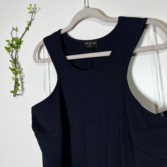 Lane Bryant Navy Blue Ribbed High Neck Tank Dress - Picture 3 of 8